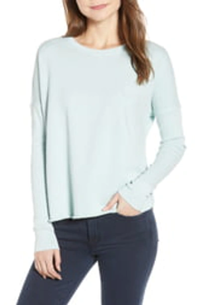 Frank & Eileen Tee Lab Long-sleeve High-low Cotton Fleece Sweatshirt In Excite-mint