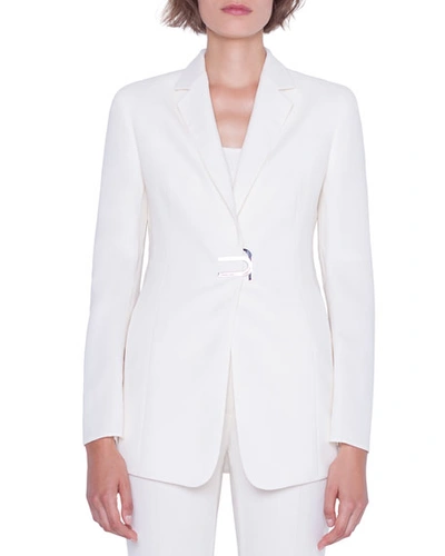 Akris Alpha Long Magnetic-front Jacket In White
