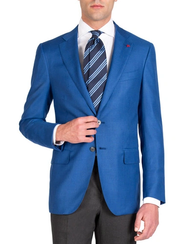 Isaia Men's Textured 130s Blazer In Blue