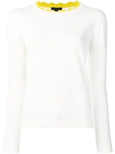 Escada Long-sleeve Scalloped Pullover Sweater In Natural