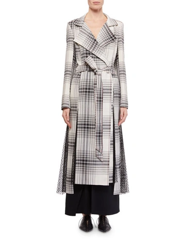 Roland Mouret Drummond Plaid Cotton Trench Coat In Black/white