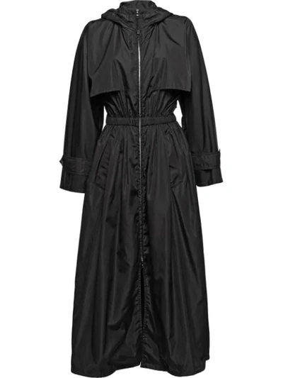 Prada Feather Nylon Raincoat In Black