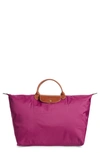 Longchamp 'le Pliage' Overnighter - Burgundy In Fig