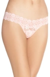 Hanky Panky Cross-dyed Signature Lace Low-rise Thong In Rosita Pink/ Marshmallow