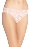 Hanky Panky Cross-dyed Signature Lace Original-rise Thong In Rosita Pink/ Marshmallow