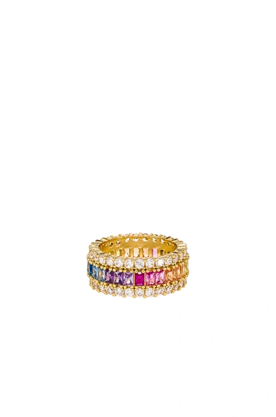 The M Jewelers Ny Three Row Rainbow Ring In Multi
