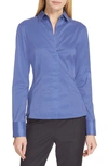 Hugo Boss Bashina Stretch Poplin Blouse In Soft Blue