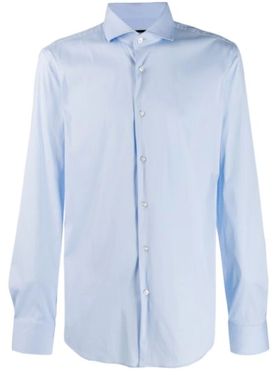 Hugo Boss Classic Collar Linen Shirt In Blue