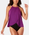 Magicsuit Aubrey Slimming High-neck Drape-front One-piece Swimsuit Women's Swimsuit In Amethyst