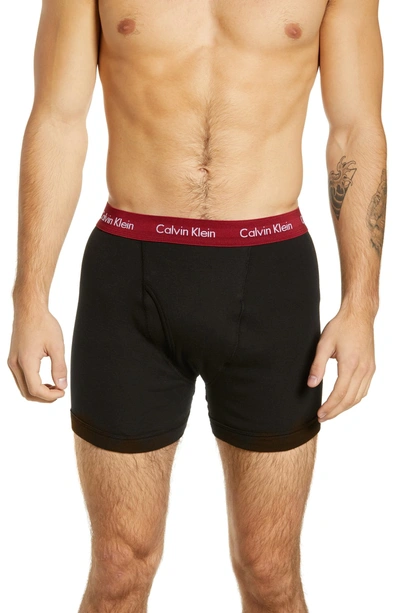 Calvin Klein 3-pack Boxer Briefs In Black W Scarab/ Bluesteel/ Red