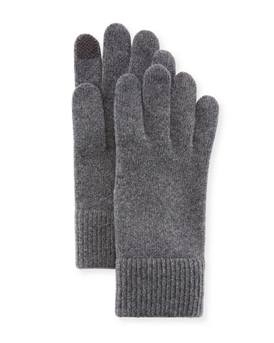 Portolano Cashmere Touchscreen Gloves In Gray