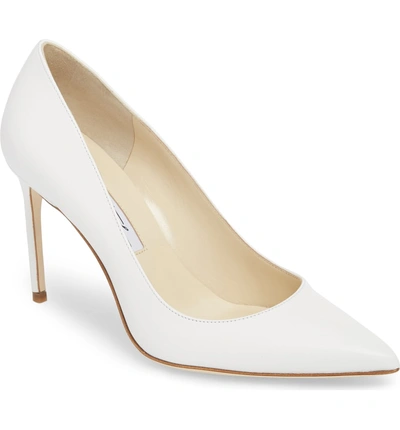 Brian Atwood Valerie Pointy Toe Pump In White Nappa