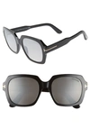 Tom Ford Autumn 53mm Square Sunglasses In Black/ Smoke/ Silver Flash