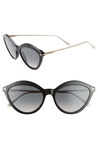 Tom Ford Chloe 57mm Cat Eye Sunglasses - Black/ Rose Gold/ Grey Ochre