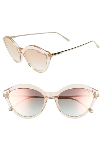 Tom Ford Chloe 57mm Cat Eye Sunglasses In Peach/ Rose Gold/ Brown Pink