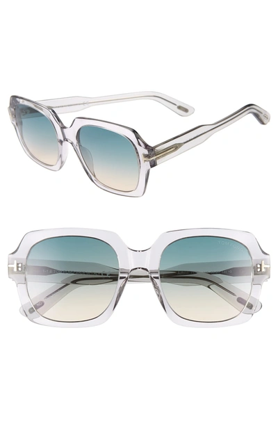 Tom Ford Autumn 53mm Square Sunglasses In Grey/ Turquoise To Sand