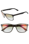 Ray Ban 'wayfarer' 58mm Aviator Sunglasses - Shiny Black Gradient Mirror
