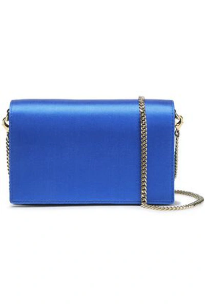 Diane Von Furstenberg Woman Leather And Satin Shoulder Bag Bright Blue
