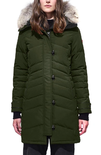 Canada Goose Shelburne Slim-fit Parka W/ Removable Fur Trim In Military Green