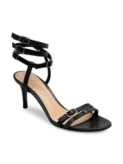Gianvito Rossi Triple Buckle Leather Sandals In Black
