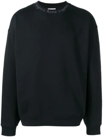 Acne Studios Logo-print Fleece-back Cotton-jersey Sweatshirt In Black