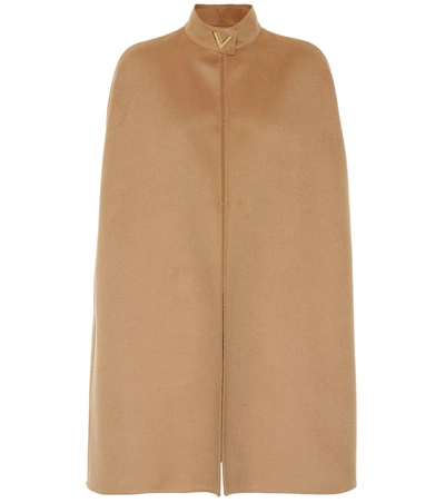 Valentino Wool And Angora Cape In Beige