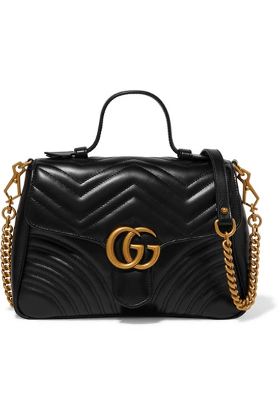 Gucci Gg Marmont Small Quilted Leather Shoulder Bag In Black