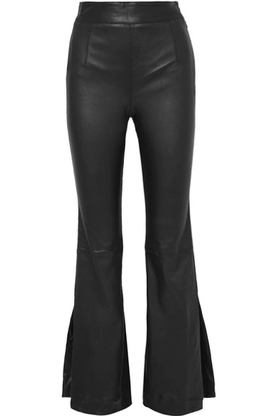 Solace London Almada Leather Bootcut Pants In Black