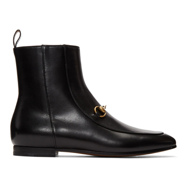 Gucci Ankle Boots C9d00 Smooth Leather Horsebit-detail Black In 1000 ...