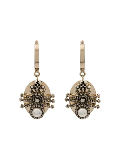 Alexander Mcqueen Gold-tone Swarovski Crystal And Faux Pearl Earrings In Silver