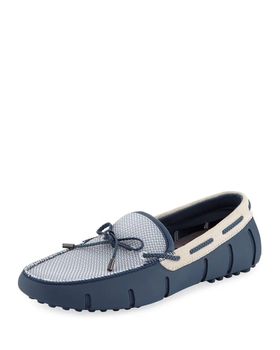 Swims Mesh %26 Rubber Braided-lace Boat Shoe In Blue