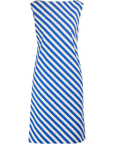 Dries Van Noten Striped Scoop-back Cotton Dress In Blue