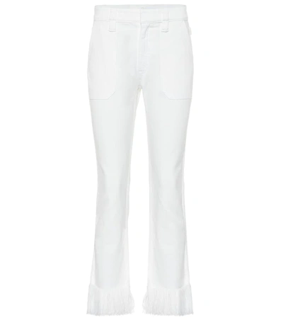 Chloé Cotton Fringe-hem Cropped Jeans In White