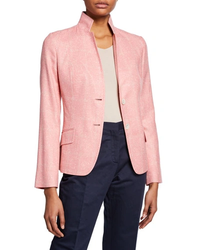 Kiton Checkered Tweed Jacket In Pink