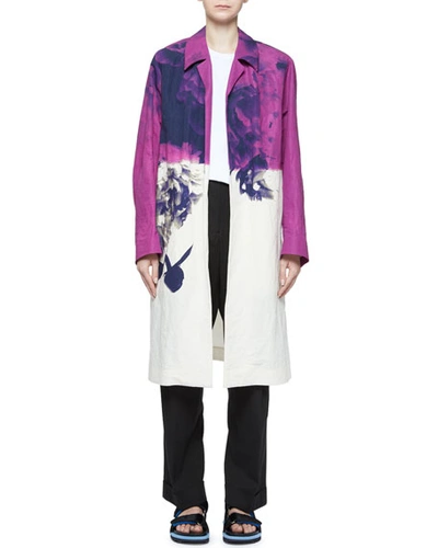 Dries Van Noten Ramona Abstract Floral-print Open-front Coat In Pink