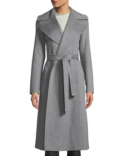 Fleurette Maxi Wrap Wool Coat In Gray