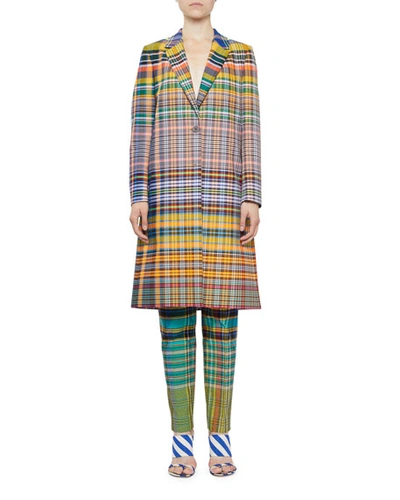 Dries Van Noten Plaid Knee-length Two-button Coat In Multi