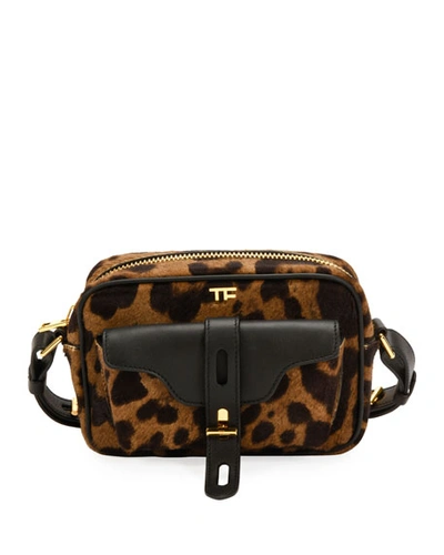 Tom Ford Leopard Calf Hair Camera Crossbody Bag In Multi