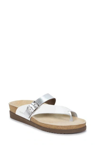 Mephisto Helen Mix Sandal In White/ Nickel Leather