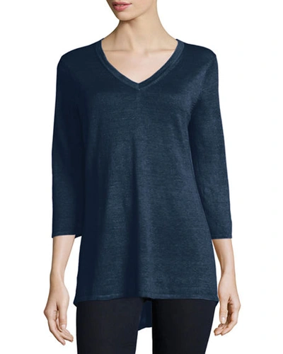 Belford 3/4-sleeve V-neck Tunic In Carbon