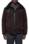 Canada Goose Bromley Slim Fit Down Bomber Jacket With Genuine Shearling Collar In Charred Wood
