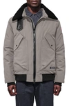 Canada Goose Bromley Slim Fit Down Bomber Jacket With Genuine Shearling Collar In Limestone