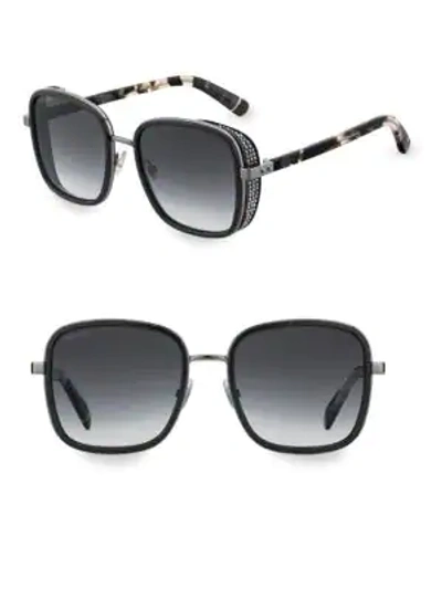 Jimmy Choo 54mm Elvas Rhinestone Square Sunglasses In Black Multi