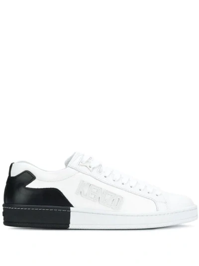 Kenzo Tennix Black And White Leather Sneakers