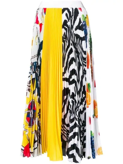 Msgm Iconic Patchwork-print Pleated-crepe In Multicoloured