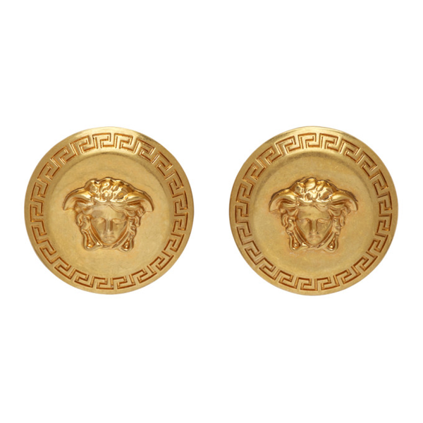 Versace Large Tribute Medusa Stud Earrings In Gold | ModeSens