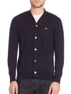 Comme Des Garçons Play Play Cotton Cardigan In Navy