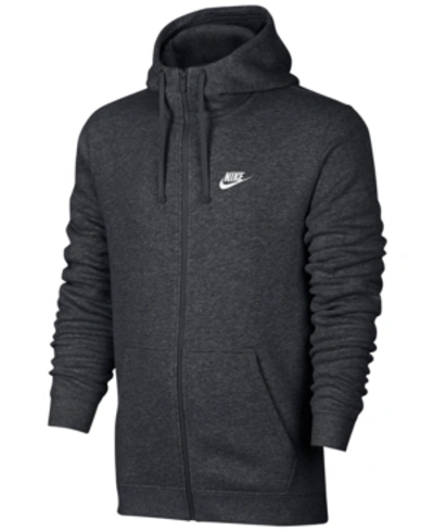 Nike Men's Fleece Zip Hoodie In Charcoal Heather