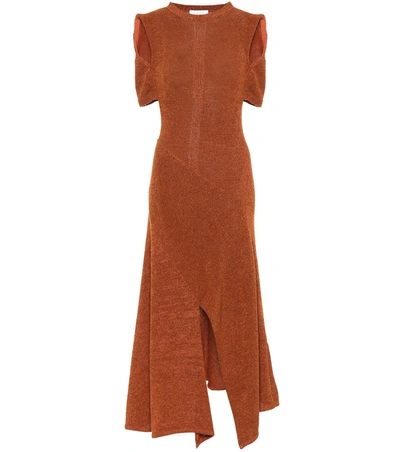 Chloé Knit Shawl-back Slit Maxi Dress In Hazel