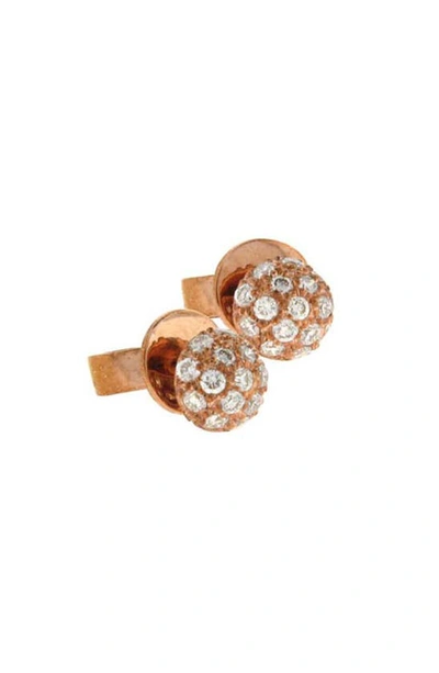 Sethi Couture Disco Pavé Diamond Stud Earrings In Rose Gold/ Diamond